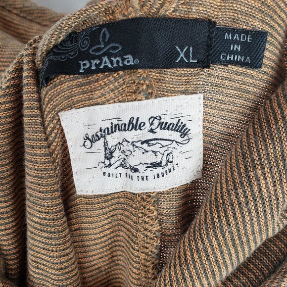 Prana Sylvie Tie Back Romper in Butterscotch Stripe Hemp Blend Size XL - Picture 3 of 7